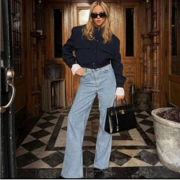 ZARA MAXI POCKET BOMBER JACKET BLACK NWT - Picture 9 of 13